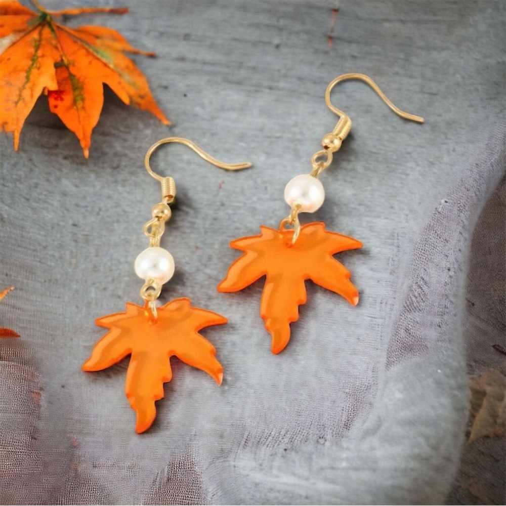 Falling for Style: Handmade Autumn Maple Leaf Earrings! 🍂✨ Brand New!